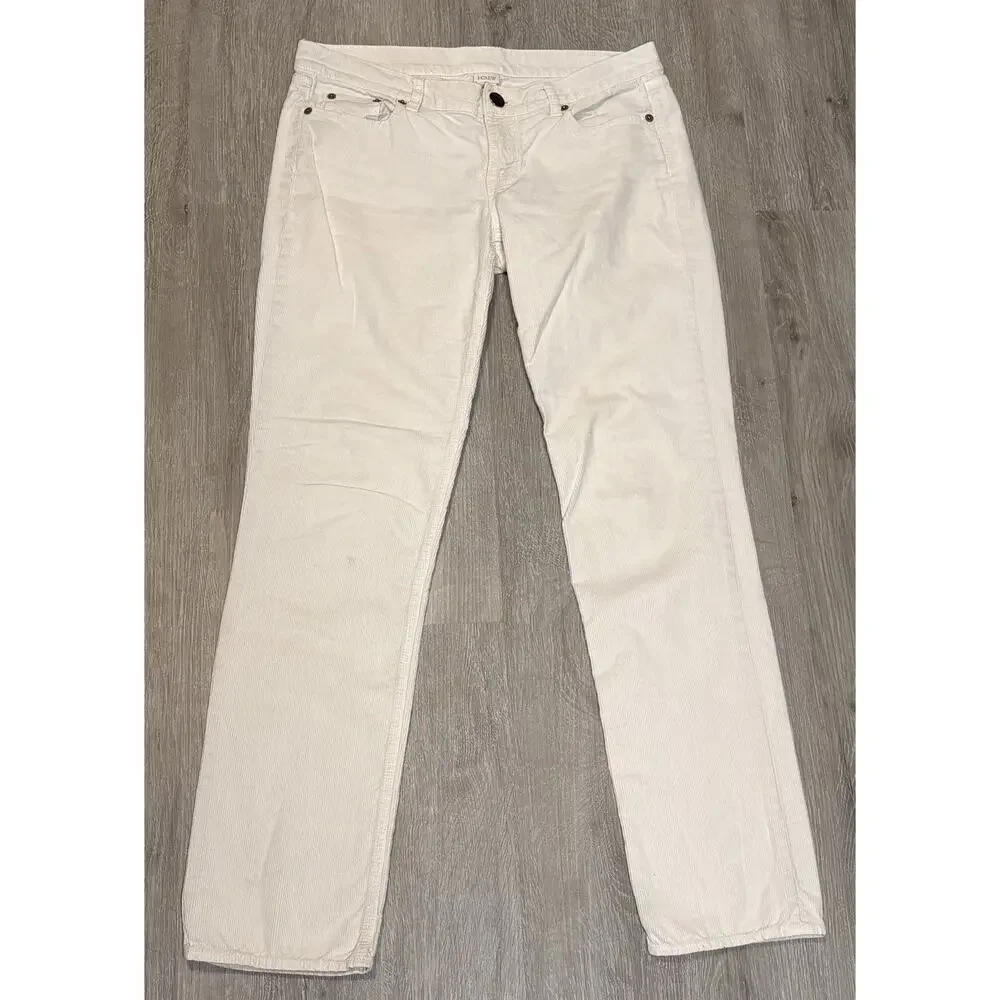 J. Crew Corduroy Pants Women's 28 Reg Ivory Cream Matchstick Skinny Leg Stretch